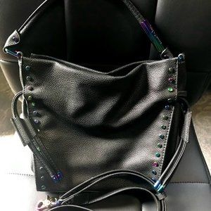 Foley + Corinna vegan leather black rainbow metallic shoulder cross body bag